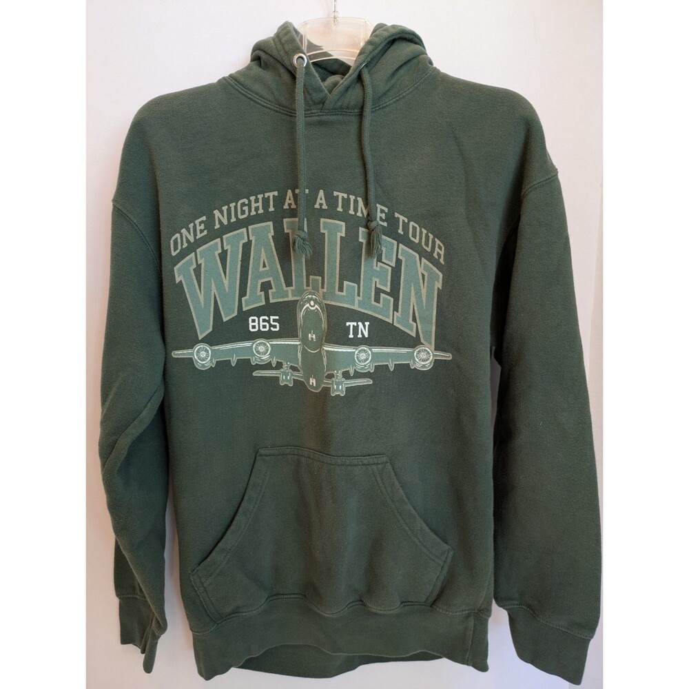 Morgan Wallen Hoodie Men's One Night At A Time Tour 2024 Sweatshirt Green Size S